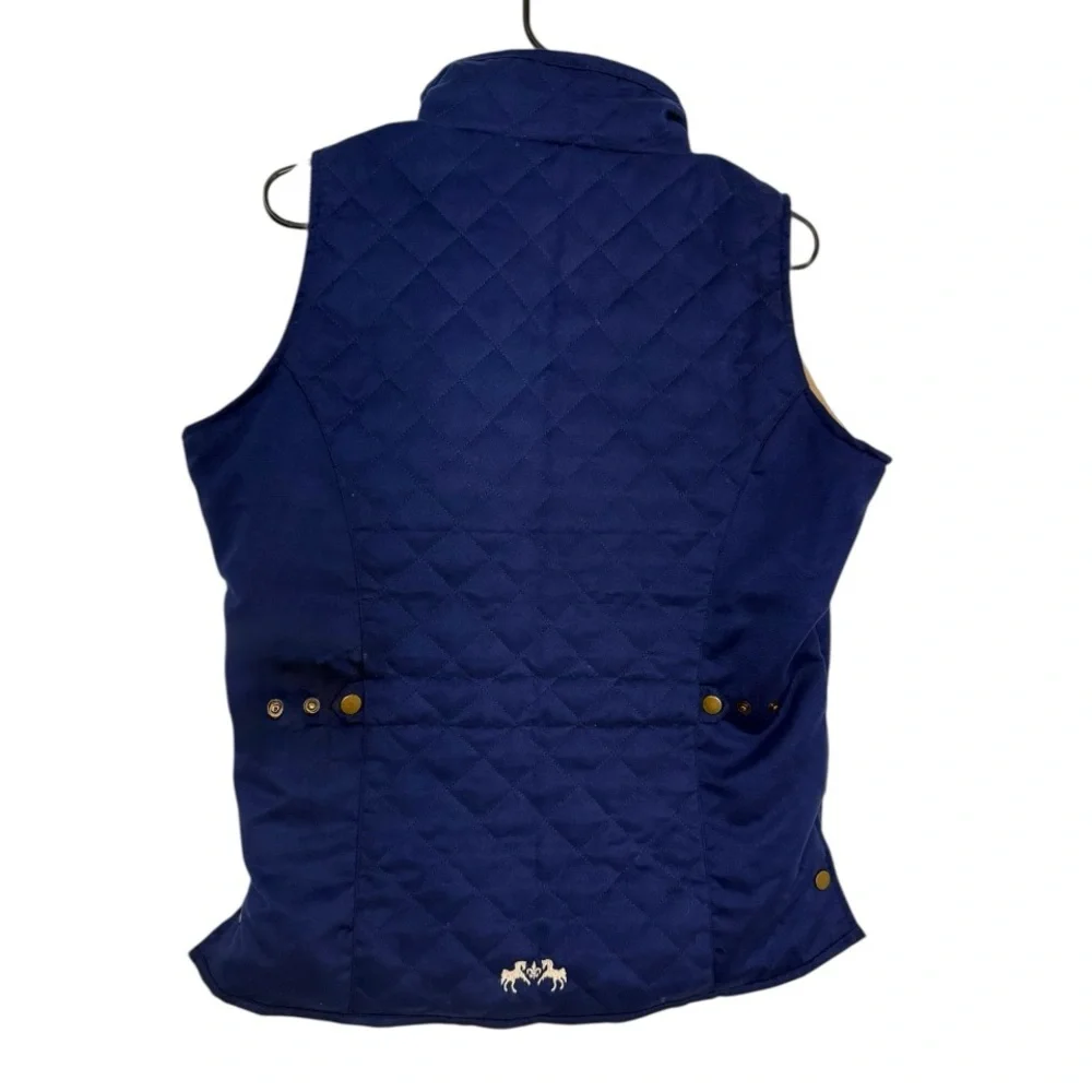Equine Couture Navy Quilted Riding Vest Women’s M Equestrian Micro Suede NWOT - Picture 4 of 9